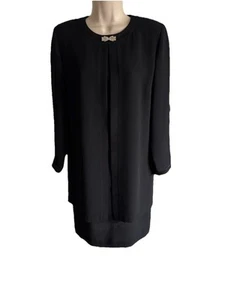Vintage Studio One schwarzes Tunika Kleid Strass Verschluss Knie 3/4 Ärmel 6 Petite - Bild 1 von 13