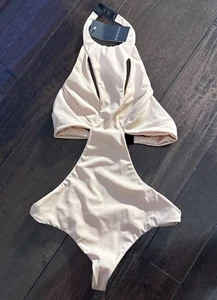 INDAH Indah Bourbon Slash Frontal Una Pieza En Buff Desnudo Traje de Baño Body Talla Pequeña - Imagen 1 de 8