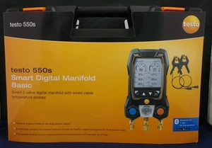 Testo 550S Basic Kit Smart Digital Manifold With Wired Clamp Temperature Probes - Picture 1 of 4