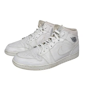 Autentic Nike Air Jordans 1 Mid Mens Sneakers Sz 12 White Basketball Shoes - Picture 1 of 11