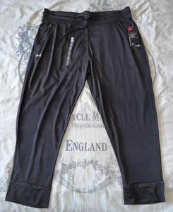 BNWT under armour 3/4 length leggings size L black grey stretch workout gym - Picture 1 of 11