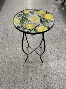 Lemon Fruit Stained Glass Outdoor Table Beautiful Backyard Piece Decor - Picture 1 of 4