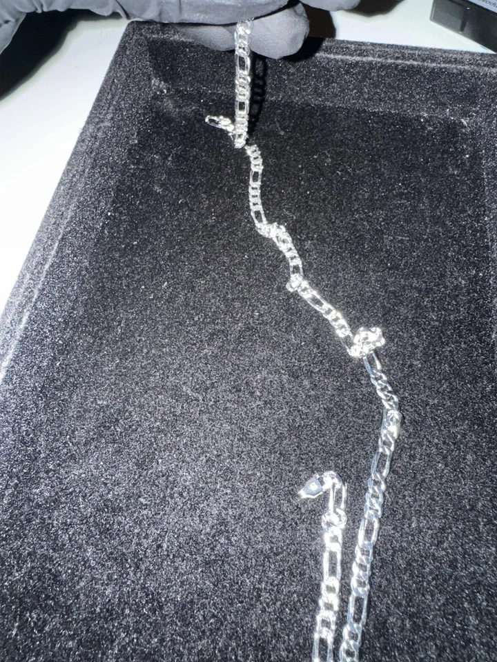 Collar Figaro de platino rodio sobre 925 20 pulgadas 4,5 mm Foto 1 de 3