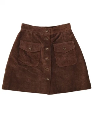VINTAGE Womens Suede Mini Skirt IT 38 XS W24 Brown Leather DJ10 - Image 1 of 3