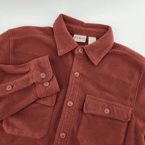 [READ] LL Bean Shirt Jacket Mens Small Fleece Rust Red Button Up Regular Shacket - Picture 1 of 7