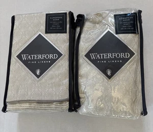 Waterford Linens Euro Shams Ivory Taupe Andria SET OF TWO 26"x26" Stripe Diamond - Picture 1 of 11