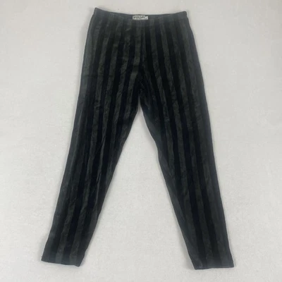 Vintage Made in USA Tape Measure Black Grey Striped Velvet Velour Pants - Image 1 of 4