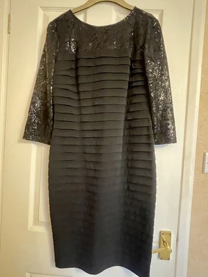 Ladies Dress Size 14 LINEA Black Stretch Embellished with Sequins Party Evening  - Image 1 of 4