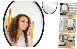 21.1 x 25.1 Black Oval Mirror with Wood Frame - Vertical & Horizontal Wall  - Picture 1 of 8