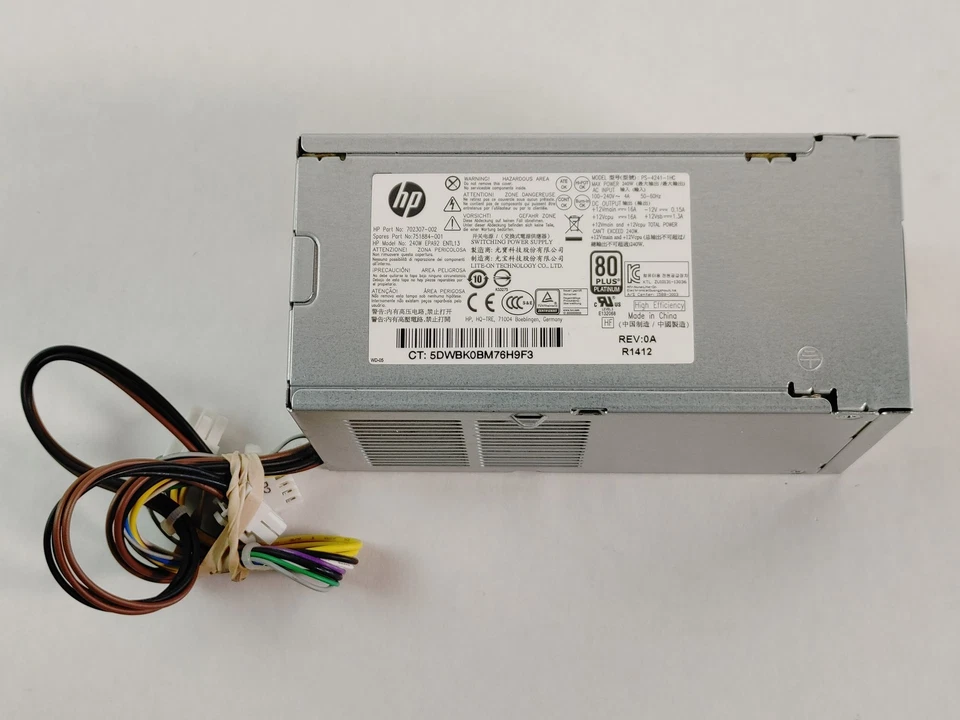 Fuente de alimentación de escritorio HP ProDesk 800 G1 SFF 6 pines 240 W 702307-002 Foto 1 de 4