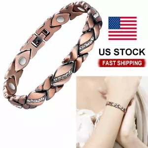 Effective Therapy Copper Magnetic Bracelets Women Arthritis Carpal Cuff Bangle - Picture 1 of 10