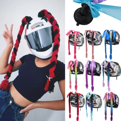 20" coleta degradada trenzas cola de caballo casco decoración motocicleta azul rosa extensiones Foto 1 de 4
