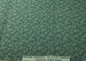 VIP CRANSTON FABRICS - MUSEUM CLASSICS -GREEN PAISLEY, 16"x44" (ALMOST 1/2 YARD) - Picture 1 of 1