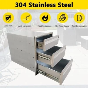 Outdoor Kitchen Stainless Steel Triple Access Drawers with Flush Mount Handle - Picture 1 of 7
