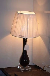 LÁMPARA DE MESITA DE NOCHE CABECERA OFICINA DE VIDRIO NEGRA BLANCO Y NEGRO - Imagen 1 de 4