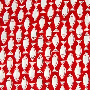 Hand Block Printed Cotton Running Fabric Sanganeri Voile 10 Yard Indian Handmade - Picture 1 of 5