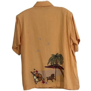 A.K.C. Damen Shirtjacke 2XL Kurzarm Strandszene Stickerei Orange - Bild 1 von 6