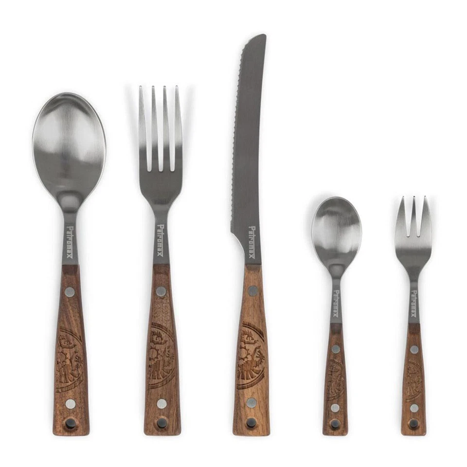 Petromax Camping Besteckset - Edelstahl/Wallnußholz, 5-teilig (CUTLERY1)