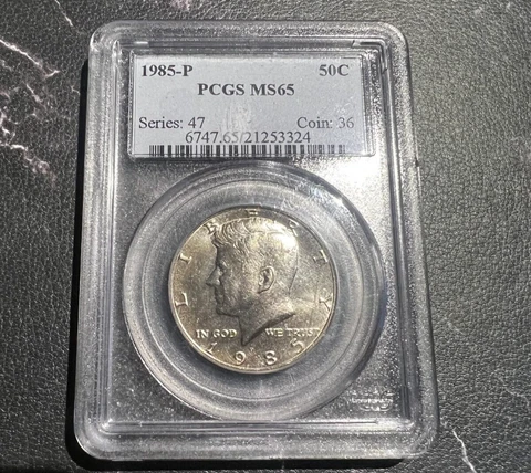 1985-P Kennedy Half Dollar PCGS MS65, Combined Shipping Cover