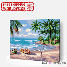 DIY Art Paint By Numbers Painting Kit Artist Draw Adult Kids Toy Nature Beach 