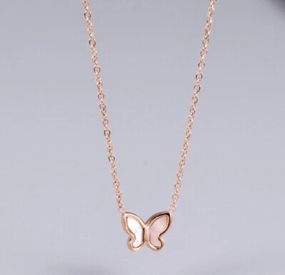 Mujer Titanio Acero Inoxidable Animal Blanco Concha Marina Mariposa Collar 16-18" Foto 1 de 4