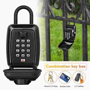Key Lock Box Push Button Lockbox 12 Digit Combination Hanging Key Lock Storage - Picture 1 of 24