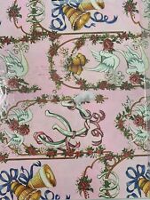 Vintage Wedding Gift Wrap Pink Dove Bells Horseshoes Ribbon 2 Sheets 19" X 27"