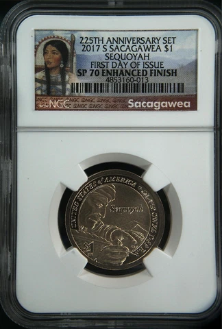 2017-S $1 SACAGAWEA NATIVE AMERICAN SEQUOYAH NGC SP 70 ENHANCED FINISH FDOI Cover