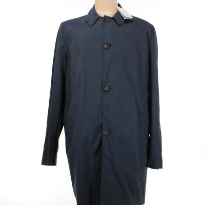 Luciano Barbera NWT Wool/Nylon Blend Raincoat/Trench Size 58 XXXL in Solid Navy - Image 1 of 4