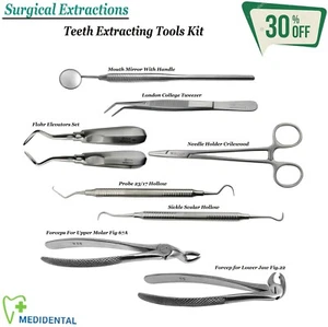 CHIRURGISCHE EXTRAKTION Oralchirurgie Instrumente Kit Dentalhygieniker Handwerkzeuge Neu - Bild 1 von 9