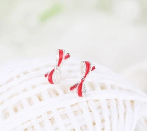 925 Sterling Silver Ear Studs Earrings Gift Bow Red - Bild 1 von 5