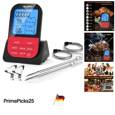 WLAN Grillthermometer Digital mit 2 Fühlern, Timer, LCD, Magnet, für BBQ - Bild 1 von 4