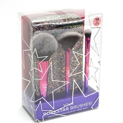 IT COSMETICS ROCKSTAR BRUSHES LIMITED EDITION 3-PIECE BRUSH SET+GLITTER CLUTCH - Image 1 of 3