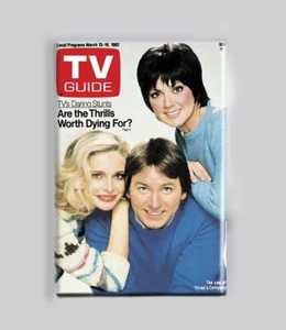 THREE'S COMPANY / TV GUIDE - 2"x3" POSTER MAGNET retro vintage show 80s ritter - Picture 1 of 4