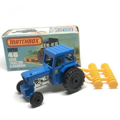 Lesney Matchbox Superfast No. Tractor y grada Ford 46 1978 azul Inglaterra con caja Foto 1 de 4
