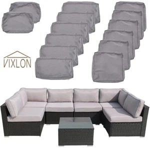 14 Pcs Outdoor Patio Chair Cushion Covers Set Replacement Sofa Grey Slipcover - Picture 1 of 6