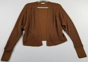 BP Cardigan Sweater Women’s Medium M Brown Long Sleeve Open Front Waffle Knit - Picture 1 of 9