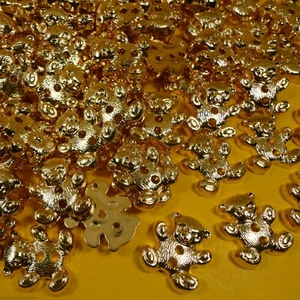 Teddy Bear (2 Hole Craft Gold Plastic Buttons) (50 or 100 per bag) (13mm x 20mm) - Imagen 1 de 5
