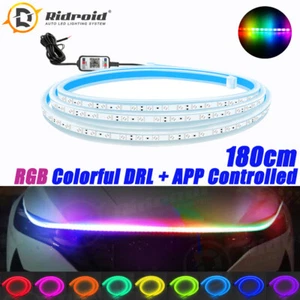 180CM Flexible RGB LED Hood Light Strip Daytime Running DRL Light APP Control - Picture 1 of 14