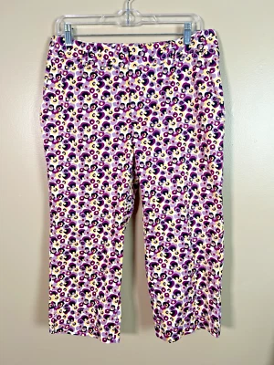 Calça de golfe Fairway & Greene feminina 10 roxa amarela cropped geométrica artística - Imagem 1 de 4