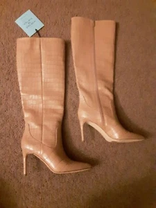 NWOB Antonio Melani Gator Embossed Leather Tall Shaft Boots Sz 6 - Picture 1 of 3