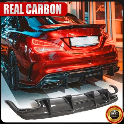 REAL Carbon Rear Bumper Diffuser Lip Fits Benz W117 C117 CLA250 CLA45 2013-2019 - Image 1 of 4