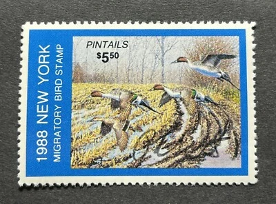 WTDstamps - 1988 NOVA YORK - Selos de Pato do Estado - Estado perfeito estado OG NH **ASSINADO PELO ARTISTA** - Imagem 1 de 2