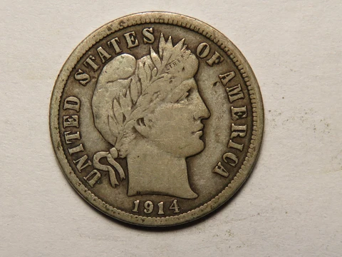 1914-P Barber Dime, VF, Original Surfaces Cover