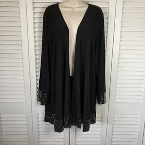 NWT Anthony Originals Slinky Black w Gold Sequins Open Front Sweater 1X - Picture 1 of 9