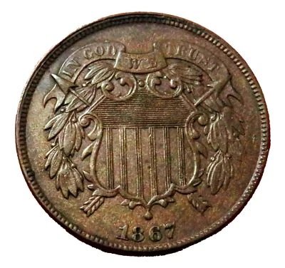 1867 USA 2 CENT PIECE COIN ABOUT UNCIRCULATED BR - Image 1 of 2