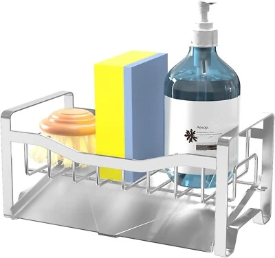 Sink Caddy Organizer - Self Drain Sponge Holder with Stainless Steel Auto Dra... - Image 1 of 4