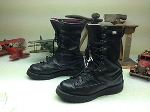 VINTAGE DANNER FORT LEWIS BLACK DISTRESSED ENGINEER TRAIL BOSS BOOTS SIZE 8 D - Picture 1 of 11