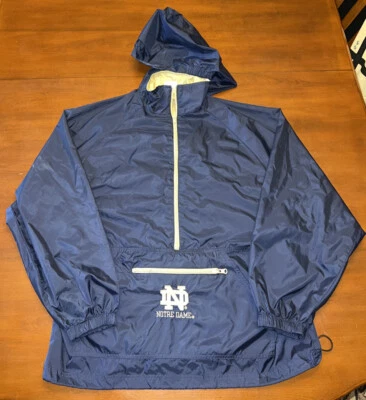 Jaqueta de náilon bordada colegial vintage Notre Dame Windbreaker tamanho XL leitura - Imagem 1 de 4