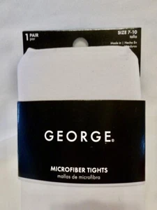 NEW Girls George (Wal Mart) Size 7-10 White Microfiber Tights NWT - Picture 1 of 2